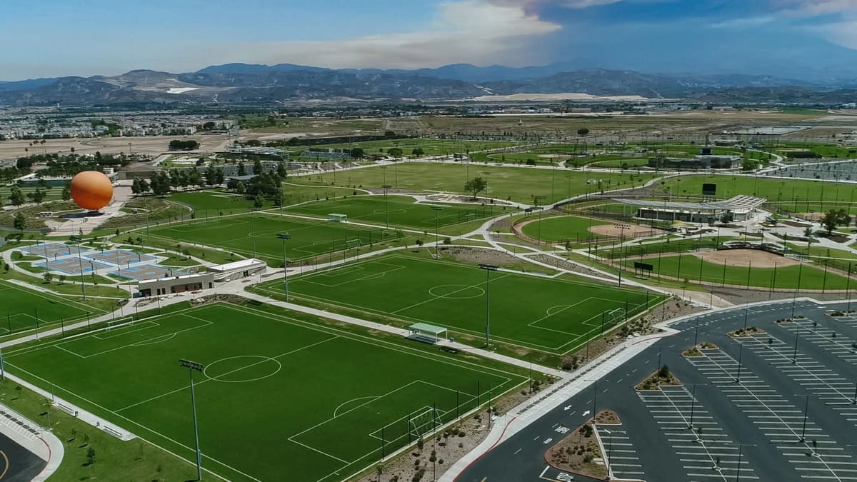 The Great Park sports complex from above