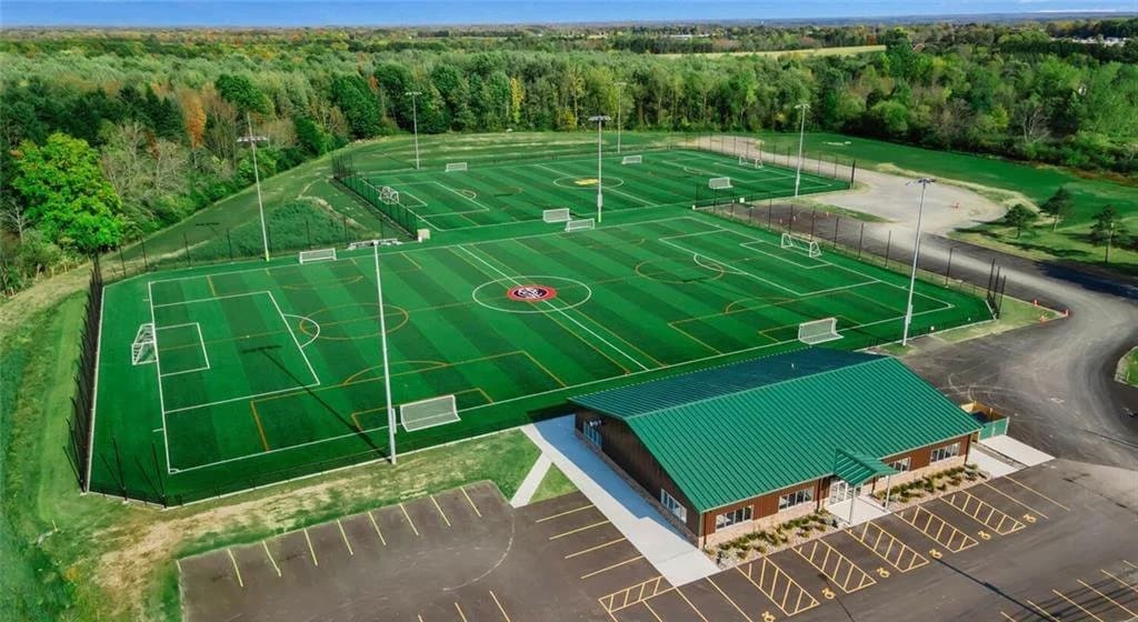 Sahlen's sports park has many full sized outdoor fields perfect for playing pickup soccer games in Buffalo