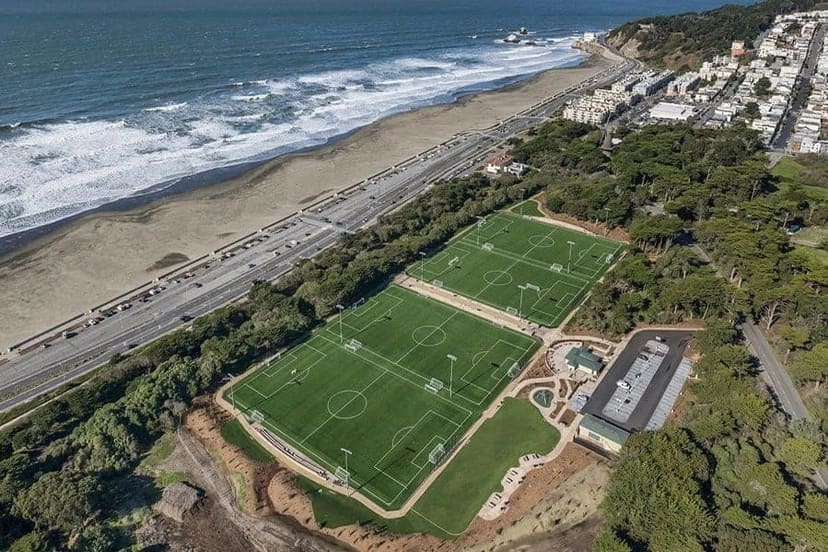 Beach Chalet Fields provide the perfect ocean-side pickup soccer oasis