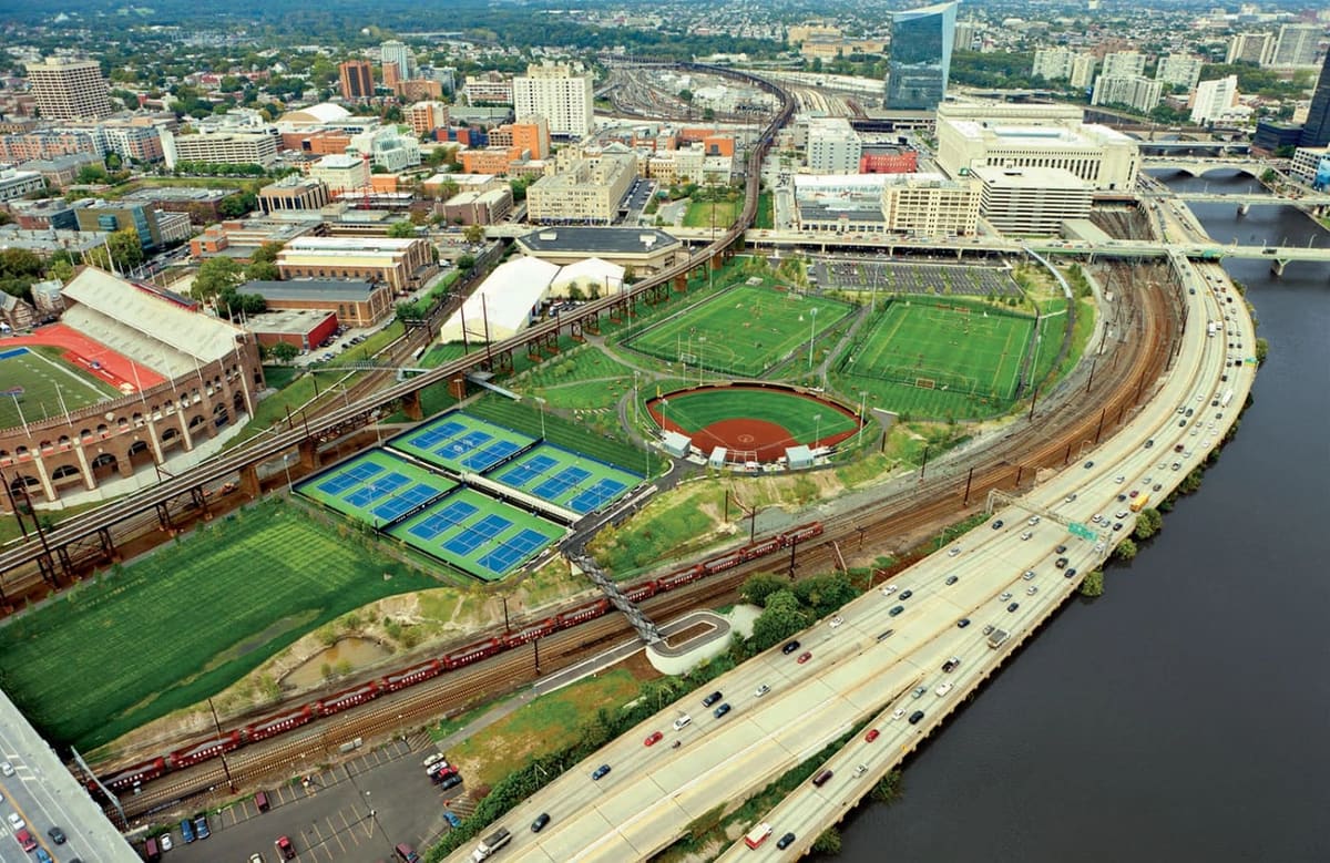 Penn Park's soccer fields are perfect for playing pickup soccer in Philadelphia